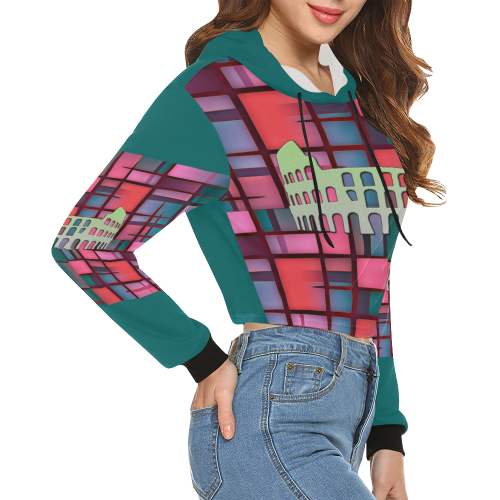 Colosseum All Over Print Crop Hoodie for Women (Model H22)