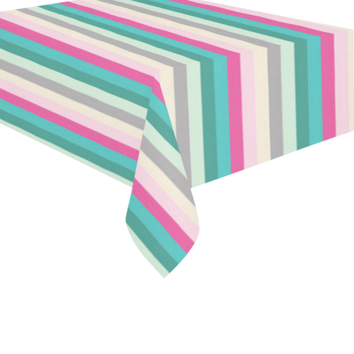 Fun Stripes 1 Cotton Linen Tablecloth 60" x 90"
