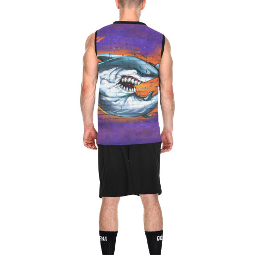 Graffiti Shark All Over Print Basketball Uniform