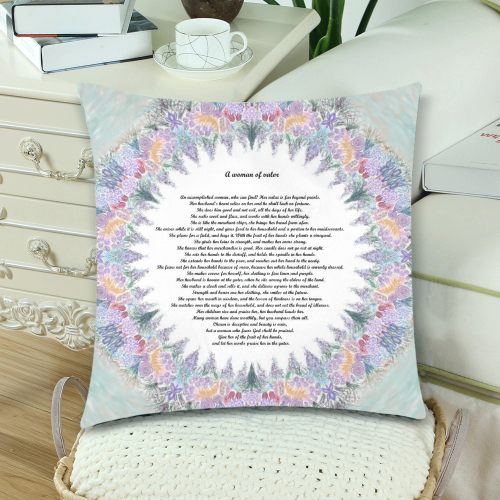 a woman of valor-17x17-5 Custom Zippered Pillow Cases 18"x 18" (Twin Sides) (Set of 2)