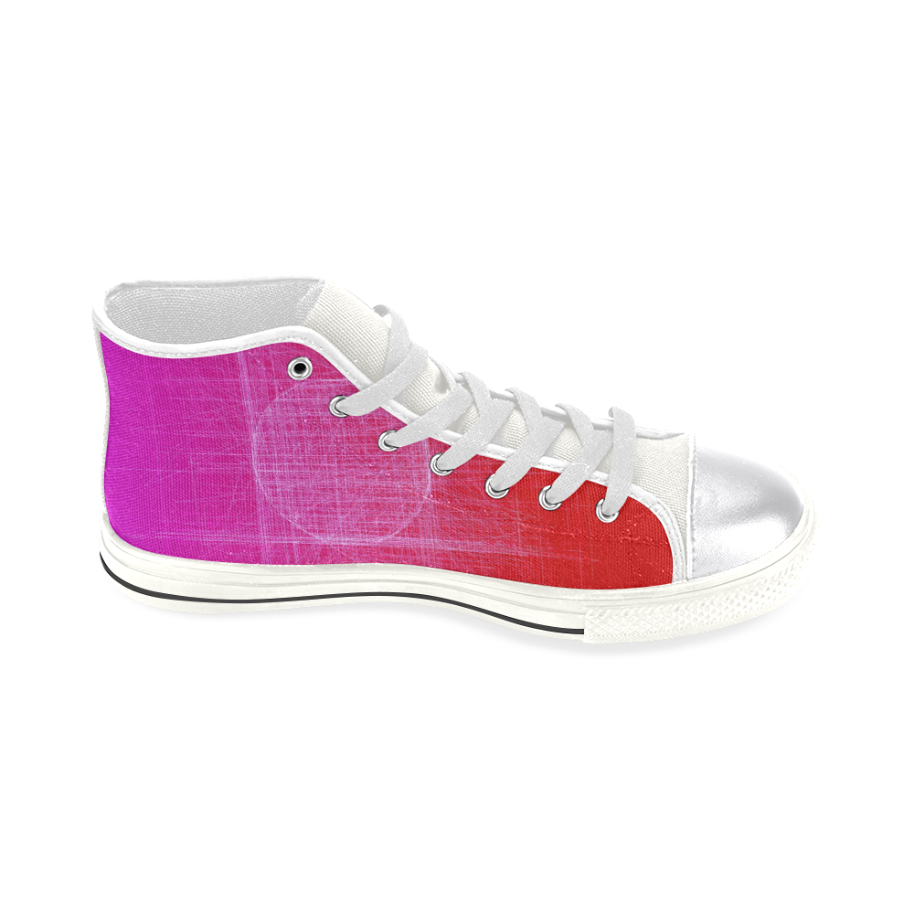 Hot Mess, Red, Pink and Purple Retro Glitch Women's Classic High Top Canvas Shoes (Model 017)