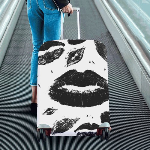 Kisses All Over (Black & White) Luggage Cover/Large 26"-28"