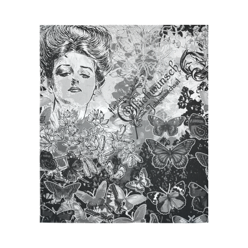 Lady and butterflies Cotton Linen Wall Tapestry 51"x 60"