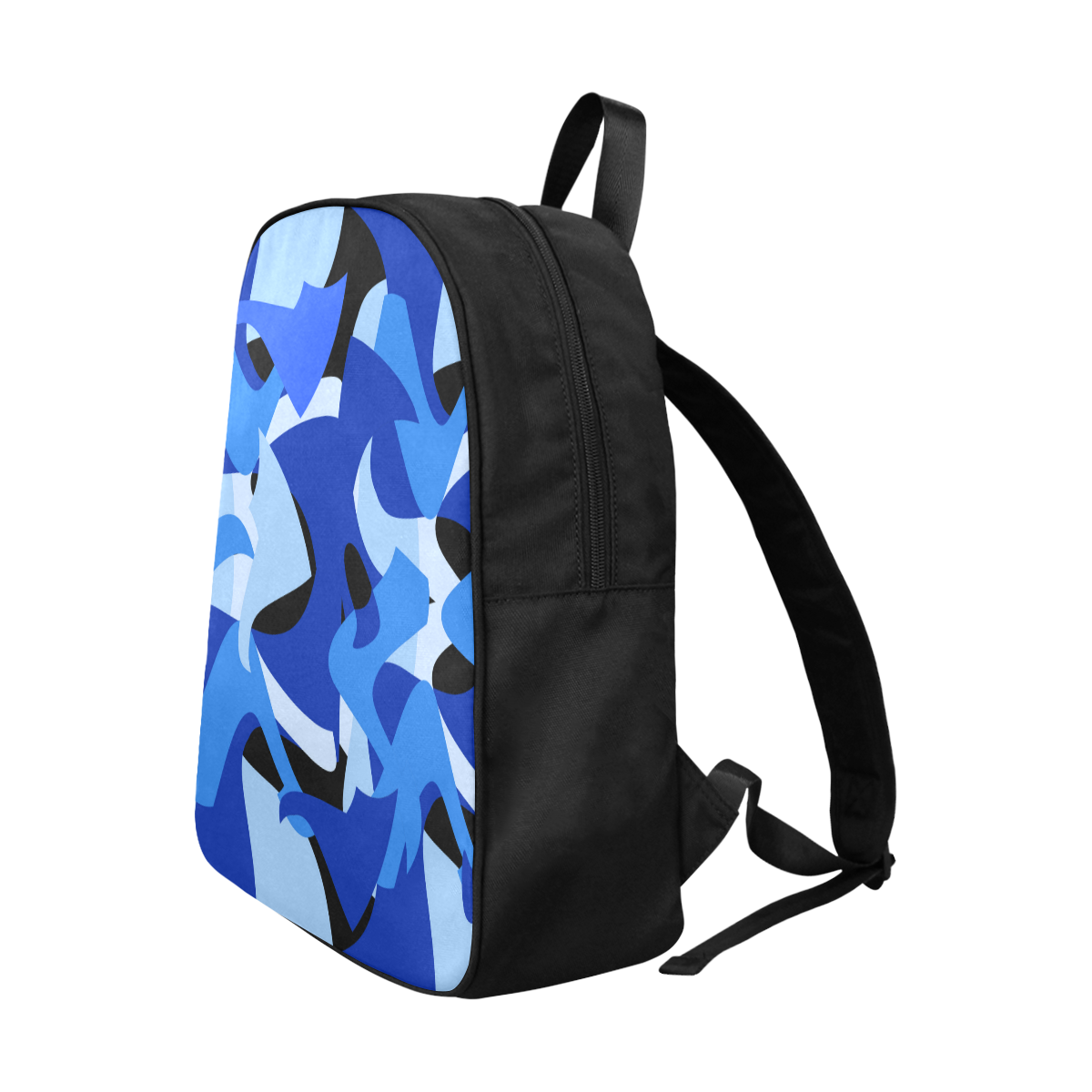 Camouflage Abstract Blue and Black Fabric School Backpack (Model 1682) (Large)
