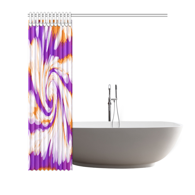 Purple Orange Tie Dye Swirl Abstract Shower Curtain 66"x72"