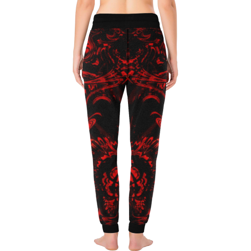 Black with red Swirls All Over Print Long Johns (Model L29)