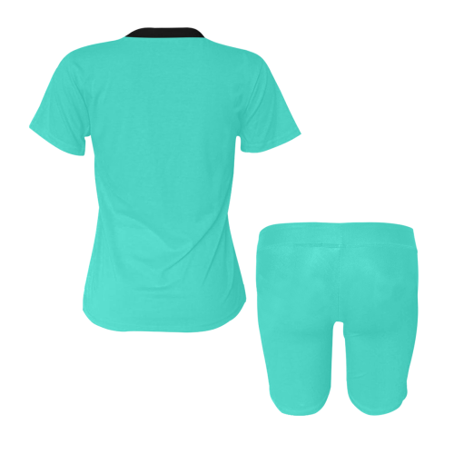 color turquoise Women's Short Yoga Set