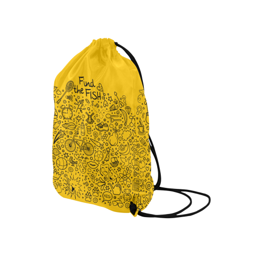Picture Search Riddle - Find The Fish 1 Medium Drawstring Bag Model 1604 (Twin Sides) 13.8"(W) * 18.1"(H)