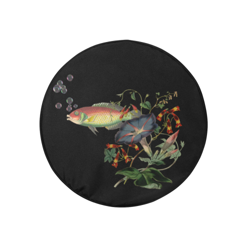 Fish With Flowers Surreal 30 Inch Spare Tire Cover