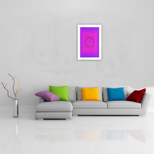 Violet flower on violet pink multiple squares Art Print 19‘’x28‘’