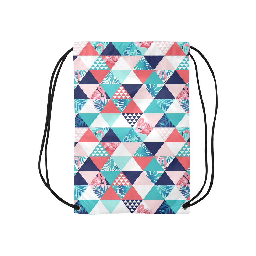 Flamingo Triangle Pattern Small Drawstring Bag Model 1604 (Twin Sides) 11"(W) * 17.7"(H)