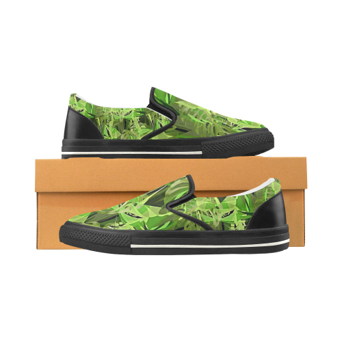 Tropical Jungle Leaves Camouflage Slip-on Canvas Shoes for Kid (Model 019)