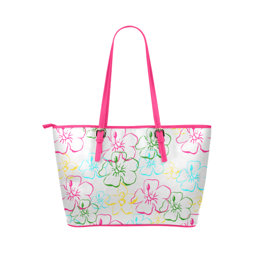 Peace & Love Floral Leather Tote Bag/Small (Model 1651)