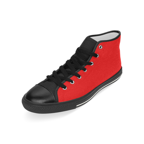 Bright Red and Black Men’s Classic High Top Canvas Shoes (Model 017)