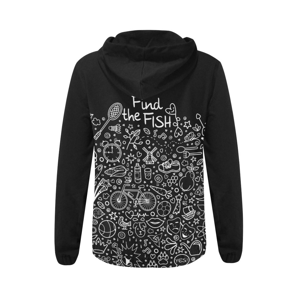 Picture Search Riddle - Find The Fish 2 All Over Print Full Zip Hoodie for Women (Model H14)