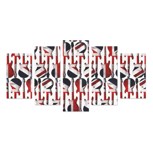 Union Jack British UK Flag Guitars Canvas Print Sets A (No Frame)