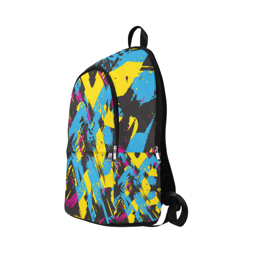 Colorful paint stokes on a black background Fabric Backpack for Adult (Model 1659)