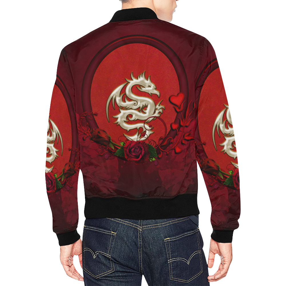 The dragon with roses All Over Print Bomber Jacket for Men/Large Size (Model H19)