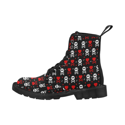 Skull Hearts Martin Boots for Men (Black) (Model 1203H)