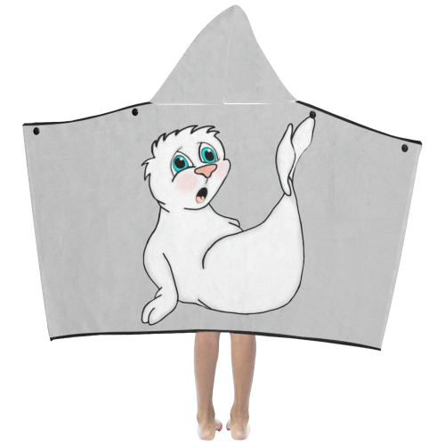 Surprised Seal Lt Grey Kids' Hooded Bath Towels