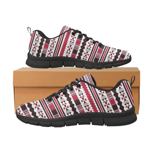 Red Aztec Tribal Women's Breathable Running Shoes/Large (Model 055)