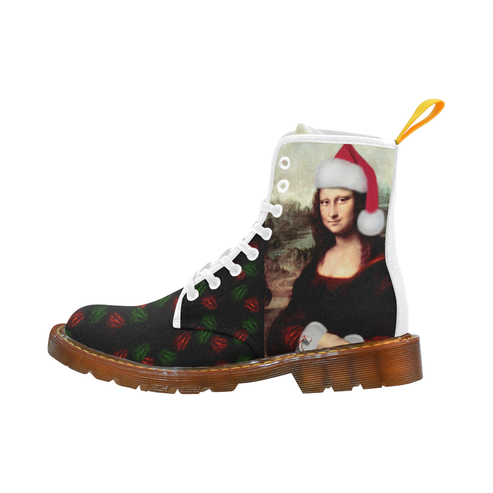 Christmas Mona Lisa with Santa Hat Martin Boots For Women Model 1203H