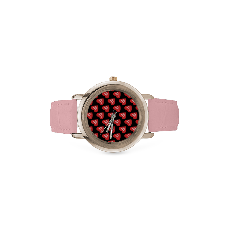 I love You - Valentines Women's Rose Gold Leather Strap Watch(Model 201)