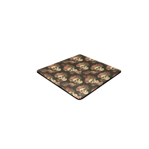 Skull and Rose Pattern Square Coaster