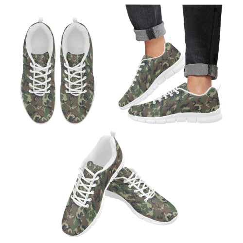 Woodland Forest Green Camouflage Men's Breathable Running Shoes (Model 055)