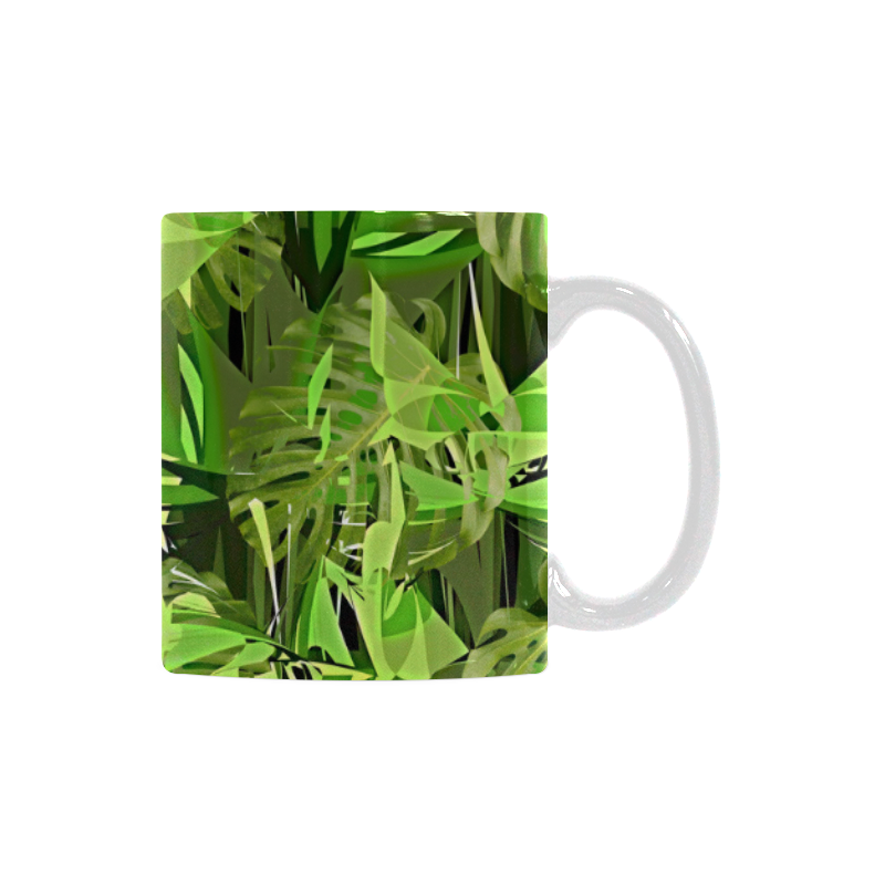 Tropical Jungle Leaves Camouflage White Mug(11OZ)