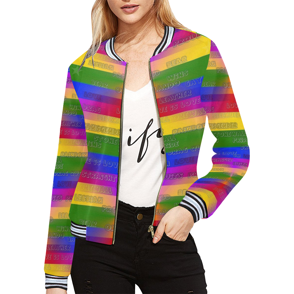 Pride 2020 by Nico Bielow All Over Print Bomber Jacket for Women (Model H21)