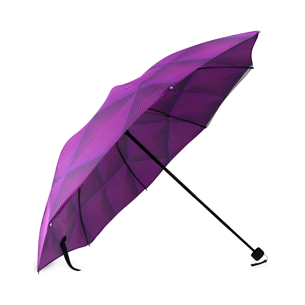 Violet multicolored multiple squares Foldable Umbrella (Model U01)
