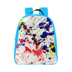 Blue & Red Paint Splatter (Blue) School Backpack (Model 1601)(Small)
