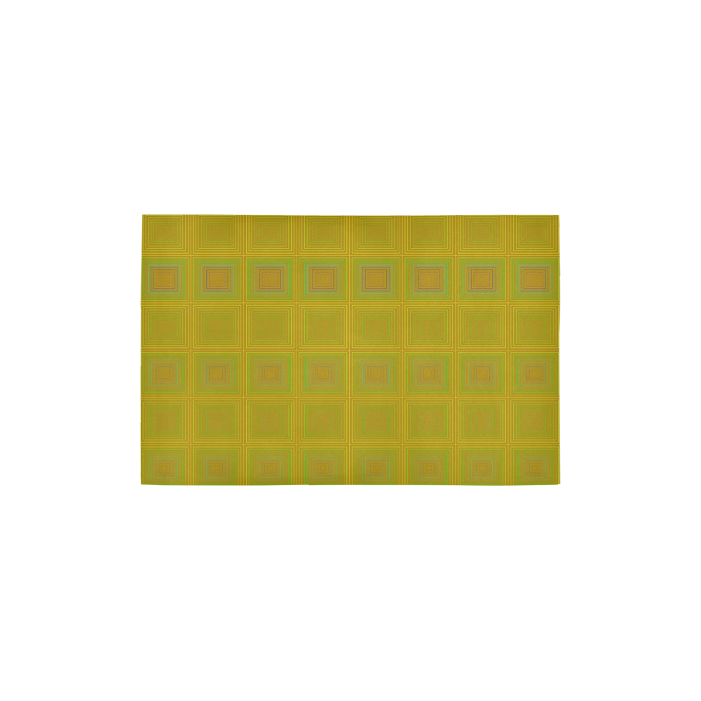 Golden reddish multicolored multiple squares Area Rug 2'7"x 1'8‘’
