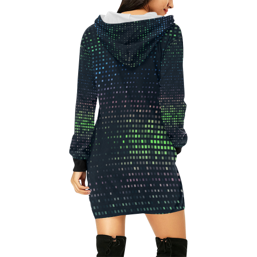 Prismic Rainbow All Over Print Hoodie Mini Dress (Model H27)