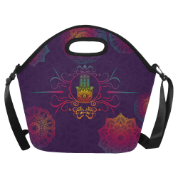 Hamsa Colorful Mandala Neoprene Lunch Bag/Large (Model 1669)