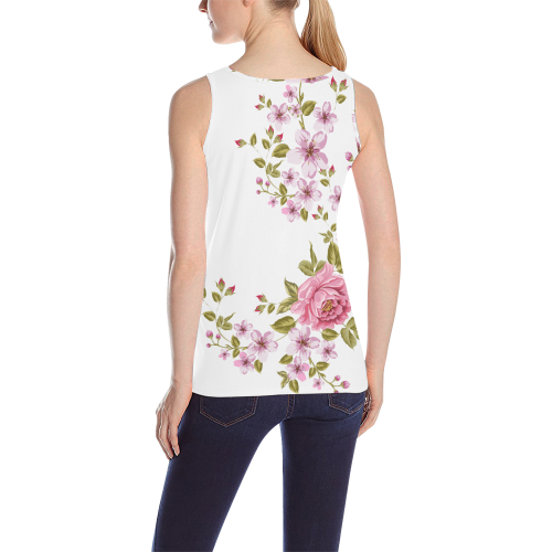 Pure Nature - Summer Of Pink Roses 1 All Over Print Tank Top for Women (Model T43)