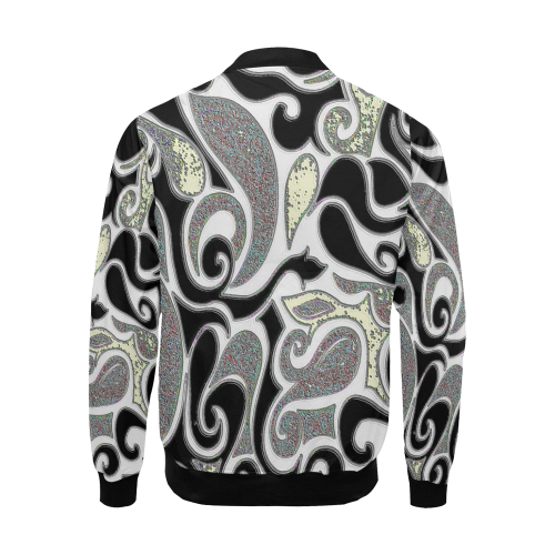 retro swirl doodle in black and white All Over Print Bomber Jacket for Men/Large Size (Model H19)