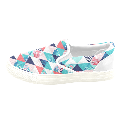 Flamingo Triangle Pattern Slip-on Canvas Shoes for Men/Large Size (Model 019)