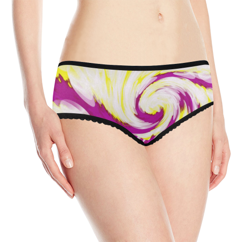 Pink Yellow Tie Dye Swirl Abstract Women's All Over Print Classic Briefs (Model L13)