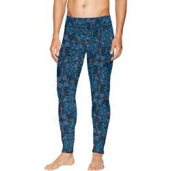 Blue Doodles - Hearts And Smiles Men's All Over Print Leggings (Model L38)