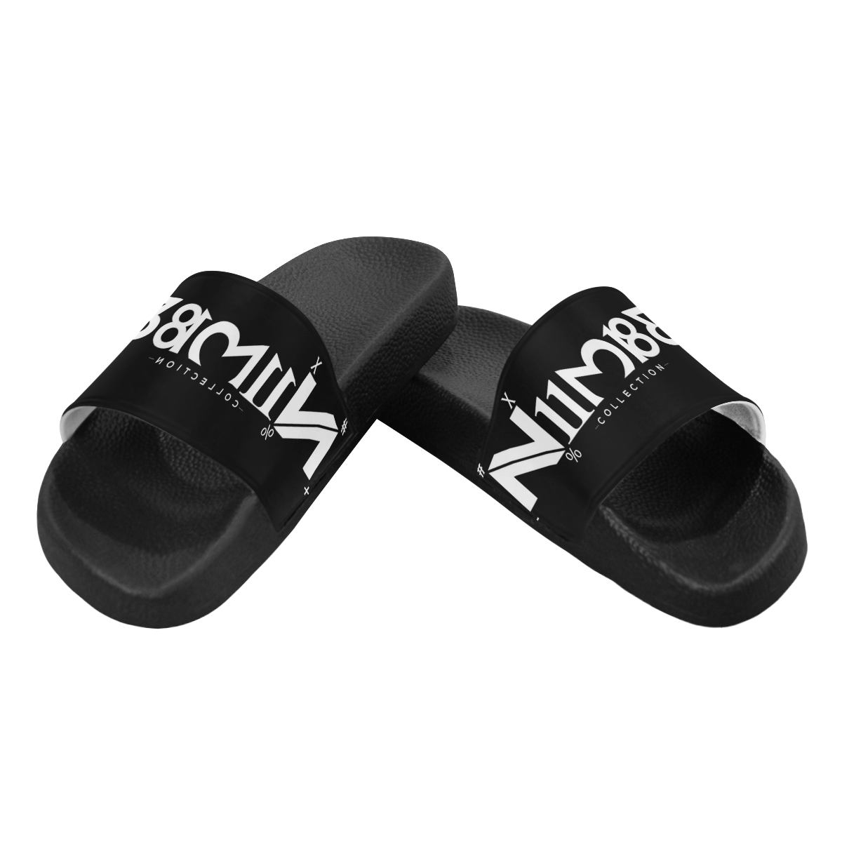 NUMBERS Collection White/Black Men's Slide Sandals (Model 057)