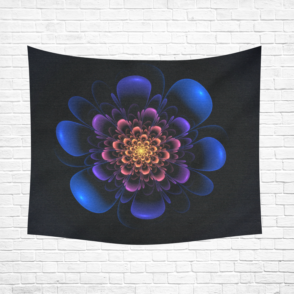 Fractal Bloom Cotton Linen Wall Tapestry 60"x 51"