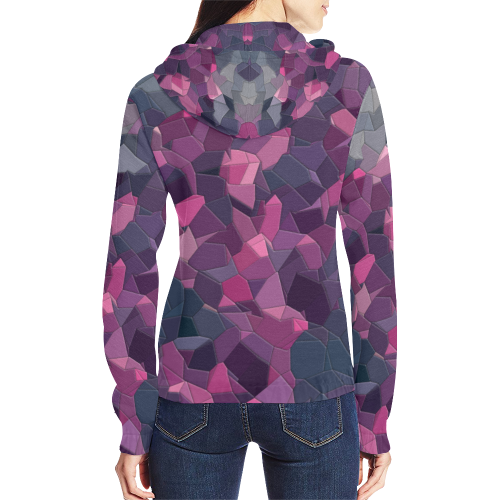 purple pink magenta mosaic #purple All Over Print Full Zip Hoodie for Women (Model H14)