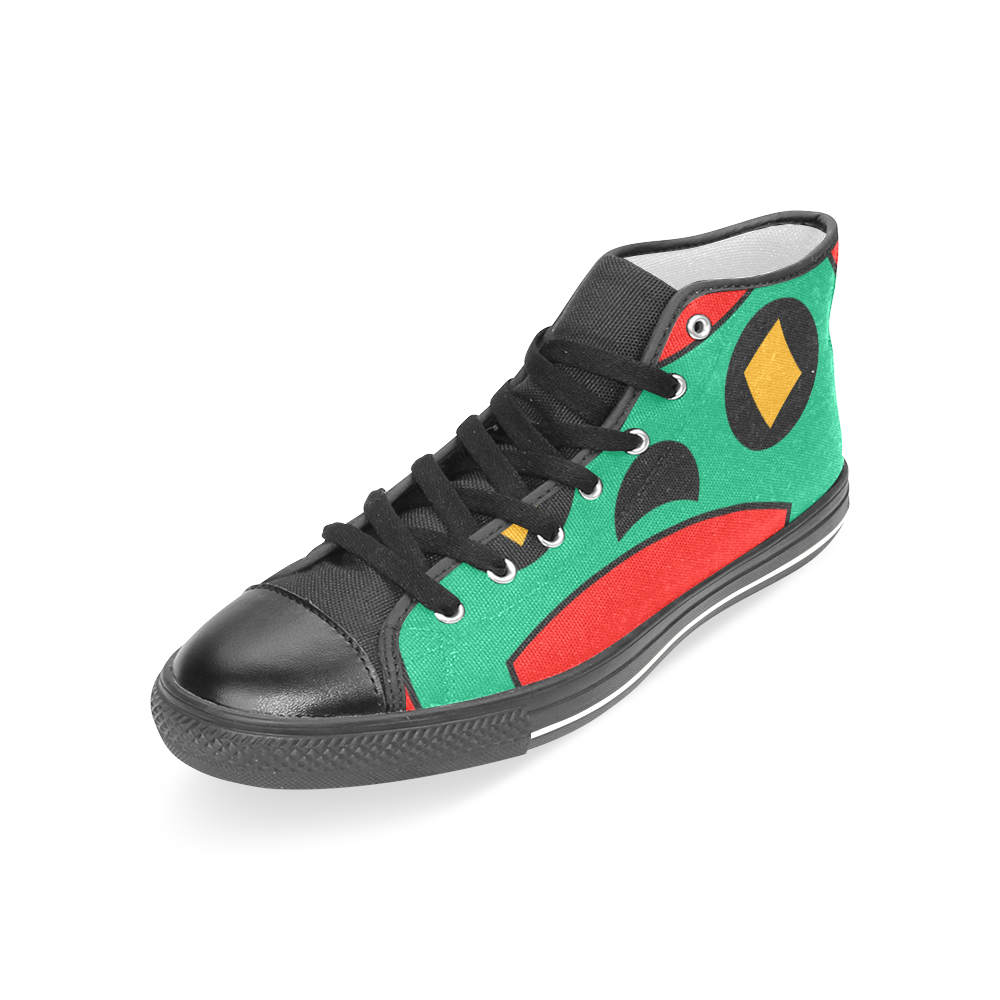 African Scary Tribal Women's Classic High Top Canvas Shoes (Model 017)