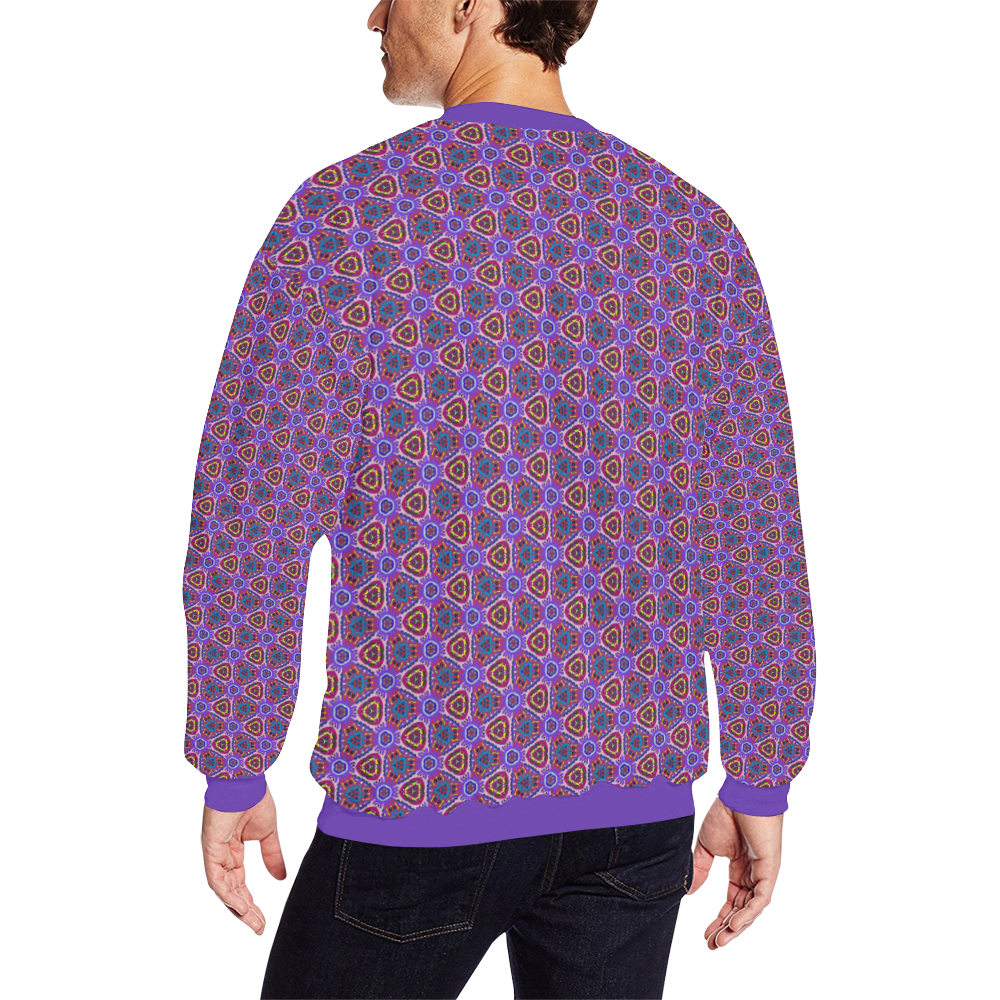 Purple Doodles - Hidden Smiles All Over Print Crewneck Sweatshirt for Men (Model H18)