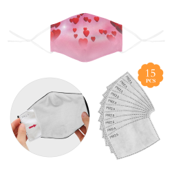 lovely romantic sky heart pattern for valentines day, mothers day, birthday, marriage - face mask 3D Mouth Mask with Drawstring (15 Filters Included) (Model M04) (Non-medical Products)