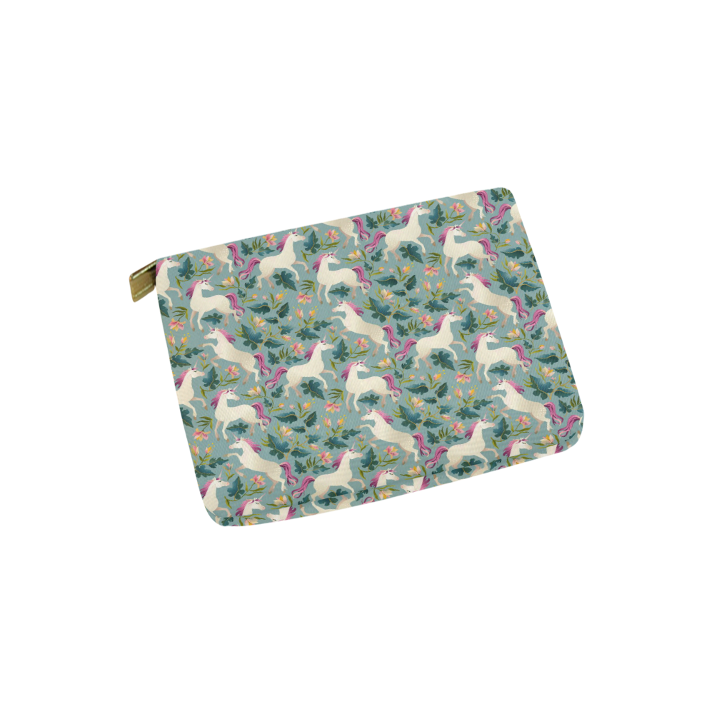 Floral Unicorn Pattern Carry-All Pouch 6''x5''
