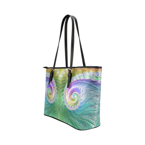 Frax Fractal Rainbow Leather Tote Bag/Large (Model 1651)