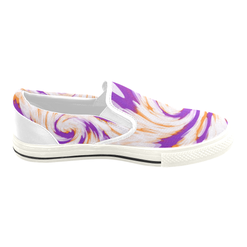 Purple Orange Tie Dye Swirl Abstract Women's Slip-on Canvas Shoes/Large Size (Model 019)